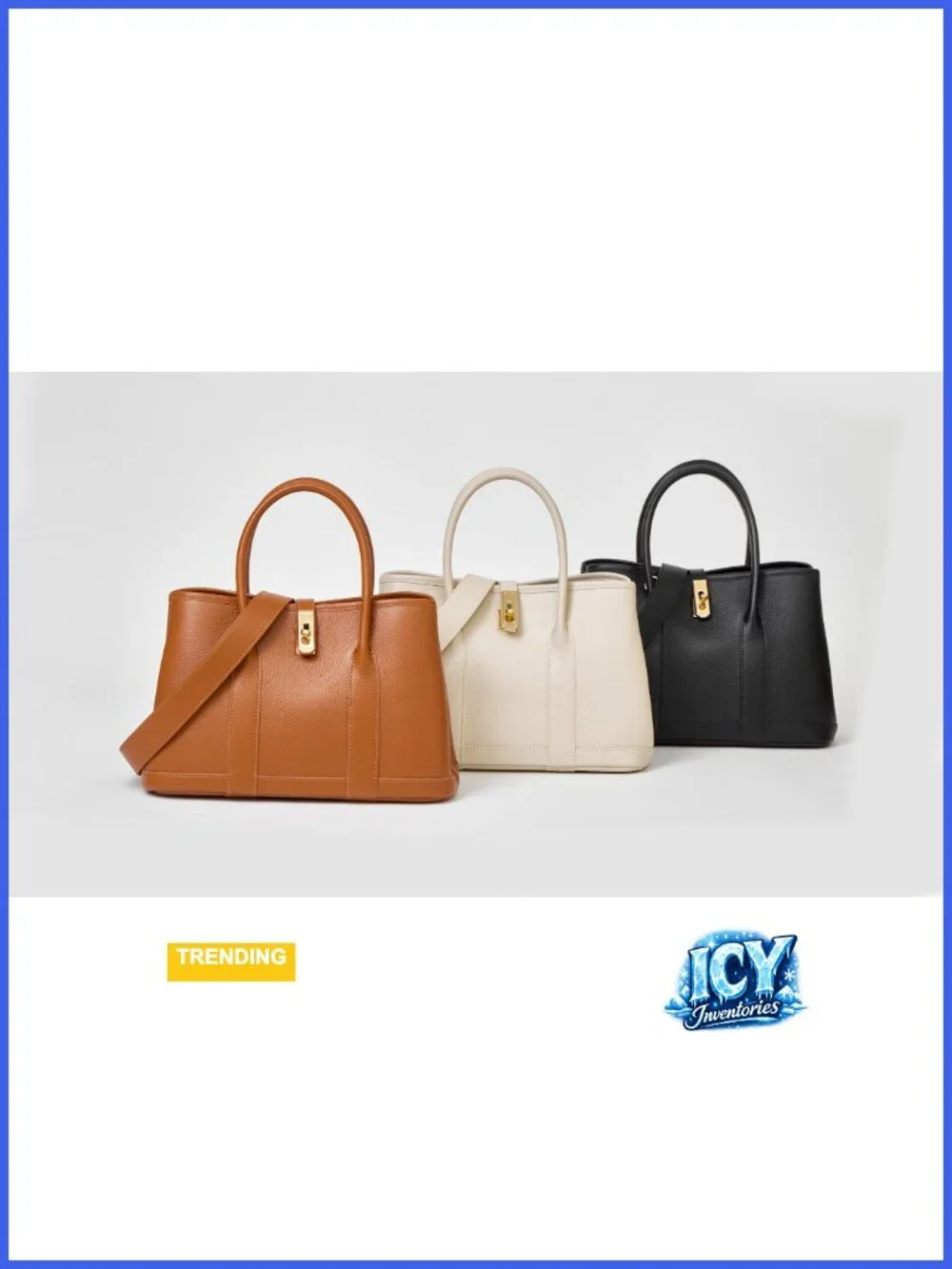 Genuine Leather Satchel Bag Twist Lock Top Handle Tote Women Shoulder Purse